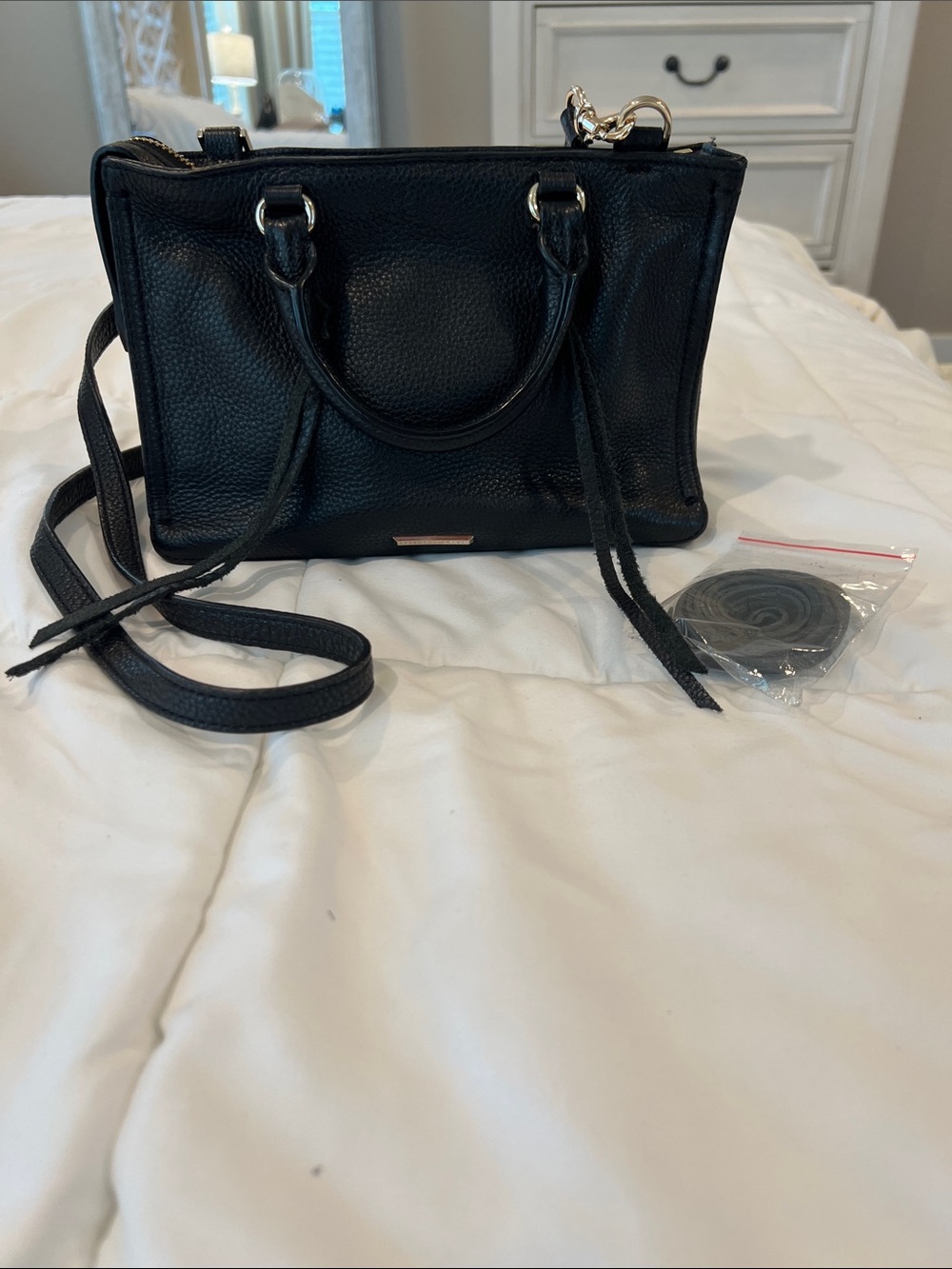 Rebecca Minkoff Black Pebbled Leather Mini Satchel Crossbody